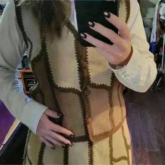 Vintage Leather and Knit western set skirt and vest 9/10 - Picture 3 of 7